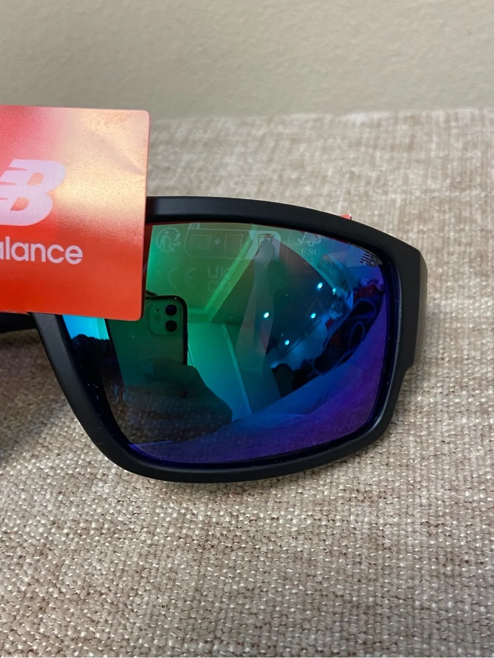 New Balance Black Sunglasses with Blue-Green Mirrored Lenses men New